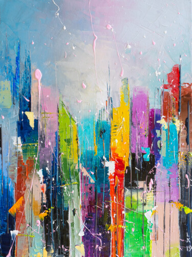 Картина под названием "ABSTRACT CITYSCAPE 7" - Liubov Kuptsova, Подлинное произведение искусства, Масло