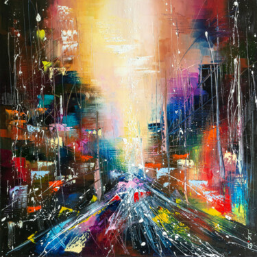 Painting titled "ROAD TO LIGHT (FRAM…" by Liubov Kuptsova, Original Artwork, Oil Mounted on Wood Stretcher frame