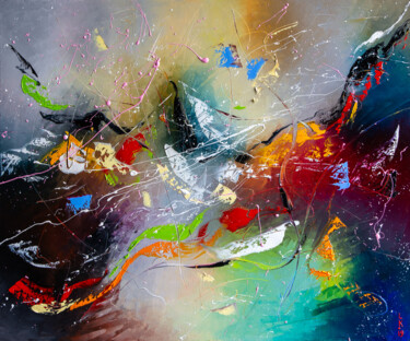 Peinture intitulée "WAVE OF JOY" par Liubov Kuptsova, Œuvre d'art originale, Huile Monté sur Châssis en bois