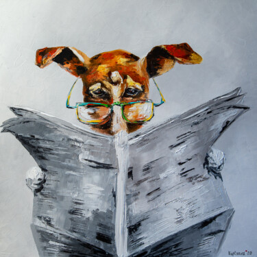 Peinture intitulée "News for dog" par Liubov Kuptsova, Œuvre d'art originale, Huile Monté sur Châssis en bois