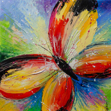 Картина под названием "Colorful butterfly" - Liubov Kuptsova, Подлинное произведение искусства, Масло Установлен на Деревянн…