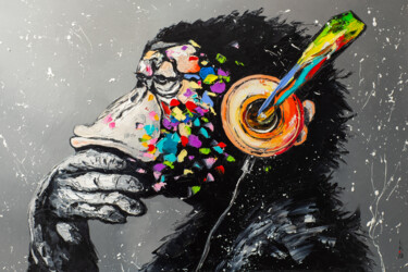 绘画 标题为“Melo monkey” 由Liubov Kuptsova, 原创艺术品, 油 安装在木质担架架上