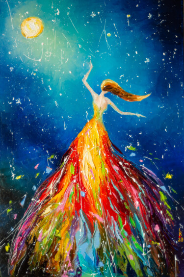 Painting titled "MOON DANCE" by Liubov Kuptsova, Original Artwork, Oil