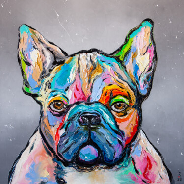 Peinture intitulée "French Bulldog" par Liubov Kuptsova, Œuvre d'art originale, Huile Monté sur Châssis en bois