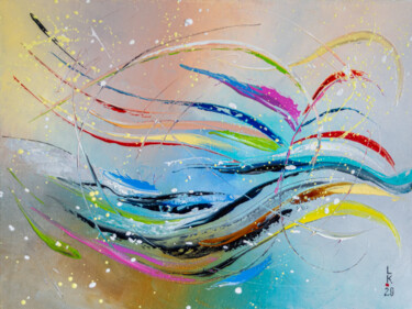 Peinture intitulée "Waves of joy" par Liubov Kuptsova, Œuvre d'art originale, Huile Monté sur Châssis en bois