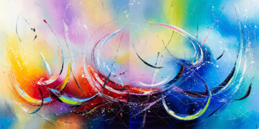 Painting titled "Fire & Ice" by Liubov Kuptsova, Original Artwork, Oil Mounted on Wood Stretcher frame