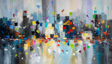 Painting titled "Big Apple dreamin'" by Liubov Kuptsova, Original Artwork, Oil Mounted on Wood Stretcher frame