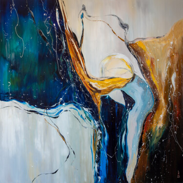 Painting titled "Mixing the elements" by Liubov Kuptsova, Original Artwork, Oil Mounted on Wood Stretcher frame