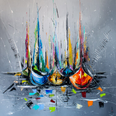 Картина под названием "Waiting for sail" - Liubov Kuptsova, Подлинное произведение искусства, Масло Установлен на Деревянная…