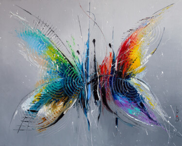 Pintura intitulada "Whisper butterflies" por Liubov Kuptsova, Obras de arte originais, Óleo Montado em Armação em madeira