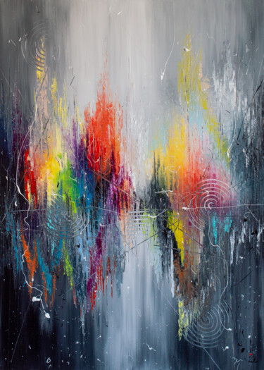 Painting titled "After rain 4" by Liubov Kuptsova, Original Artwork, Oil Mounted on Wood Stretcher frame