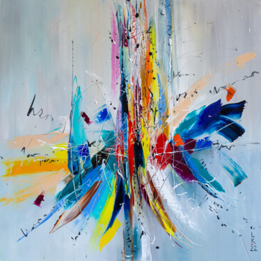 Painting titled "Joyful splash" by Liubov Kuptsova, Original Artwork, Oil Mounted on Wood Stretcher frame