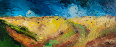 Картина под названием "Wheat Field with Cr…" - Liubov Kuptsova, Подлинное произведение искусства, Масло