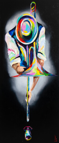 Картина под названием "Playing Jazz" - Liubov Kuptsova, Подлинное произведение искусства, Масло Установлен на Деревянная рам…