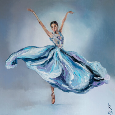 Pintura intitulada "Pretty ballerina" por Liubov Kuptsova, Obras de arte originais, Óleo Montado em Armação em madeira