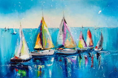 Painting titled "Waiting for the wind" by Liubov Kuptsova, Original Artwork, Oil Mounted on Wood Stretcher frame