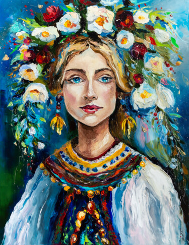 Pintura titulada "Ukrainian beauty" por Liubov Kuptsova, Obra de arte original, Oleo Montado en Bastidor de camilla de madera