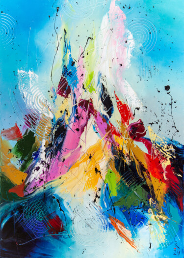 Картина под названием "Dream mountain" - Liubov Kuptsova, Подлинное произведение искусства, Масло Установлен на Деревянная р…