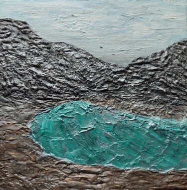 Painting titled "Textured painting L…" by Liubov Suprunova, Original Artwork, Acrylic Mounted on Wood Stretcher frame