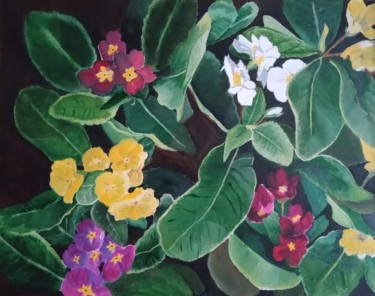 Картина под названием "My Flowers" - Людмила Маллярас, Подлинное произведение искусства, Акрил