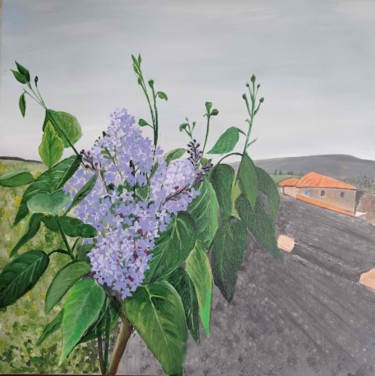 Ζωγραφική με τίτλο "Lilac outside" από Людмила Маллярас, Αυθεντικά έργα τέχνης, Ακρυλικό