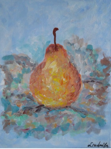 Painting titled "Sweet pear" by Liudmila Erol, Original Artwork, Acrylic