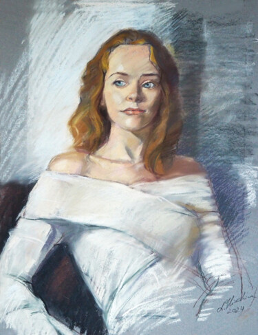 Картина под названием "Portrait of Skirman…" - Liudmila Iliuchina, Подлинное произведение искусства, Пастель