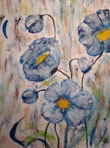 Картина под названием "фантазия голубых цв…" - Liudmila Korzh, Подлинное произведение искусства, Акварель