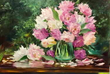 Painting titled "In garden after the…" by Liudmila Kurilovich, Original Artwork, Oil