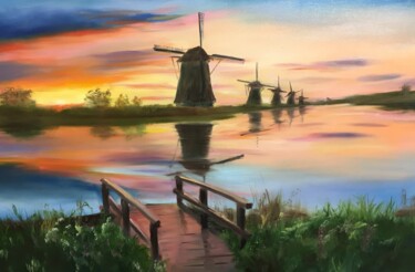 Картина под названием "Мечты о Голландии" - Liudmila Kurilovich, Подлинное произведение искусства, Масло Установлен на Дерев…
