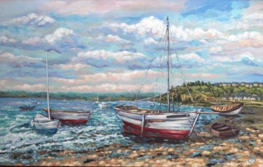 Painting titled ""Les bateaux de Sai…" by Liudmila Ménager, Original Artwork, Acrylic