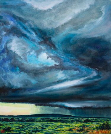 Pittura intitolato "Rain In The Desert" da Liudmila Pisliakova, Opera d'arte originale, Olio Montato su Telaio per barella i…