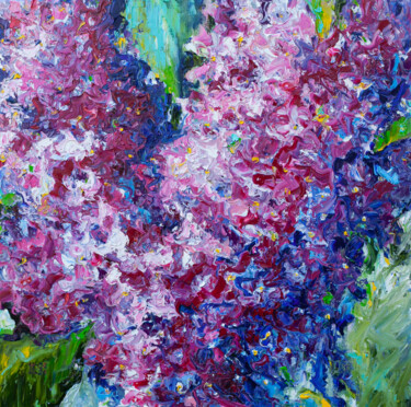 Peinture intitulée "Heartbeat of Lilacs" par Liudmila Pisliakova, Œuvre d'art originale, Huile Monté sur Châssis en bois