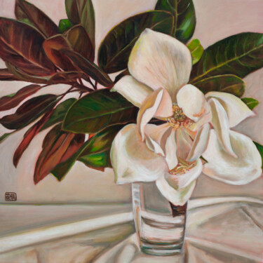 Pintura titulada "Magnolia" por Liudmila Pisliakova, Obra de arte original, Oleo Montado en Bastidor de camilla de madera