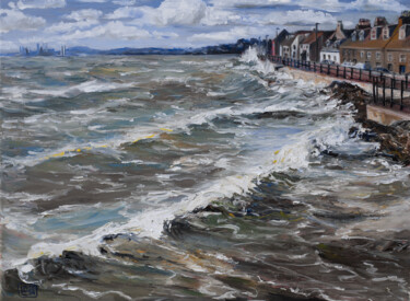 Painting titled "High Tide In The Fe…" by Liudmila Pisliakova, Original Artwork, Oil Mounted on Wood Stretcher frame