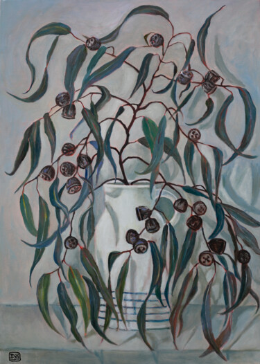 Painting titled "Eucalyptus" by Liudmila Pisliakova, Original Artwork, Oil Mounted on Wood Stretcher frame