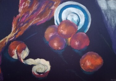 Dessin intitulée "Blood oranges" par Liudmila Rabinovich, Œuvre d'art originale, Pastel