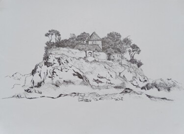 Drawing titled "landscape #1" by Liudmila Rabinovich, Original Artwork, Gel pen