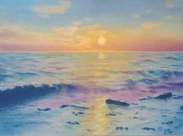 Drawing titled "sunset" by Liudmila Rabinovich, Original Artwork, Pastel
