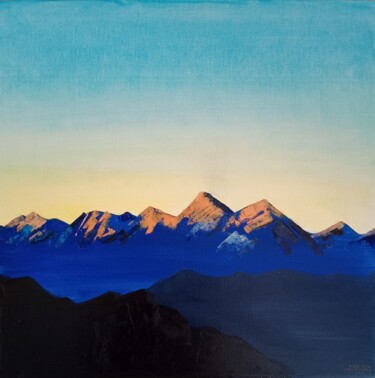 Peinture intitulée "mountains study wit…" par Liudmila Rabinovich, Œuvre d'art originale, Huile