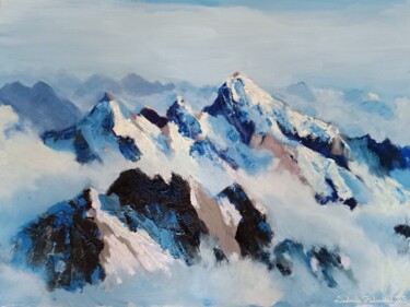 Peinture intitulée "mountains study wit…" par Liudmila Rabinovich, Œuvre d'art originale, Huile