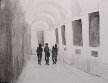 Disegno intitolato "passageways" da Liudmila Rabinovich, Opera d'arte originale, Carbone