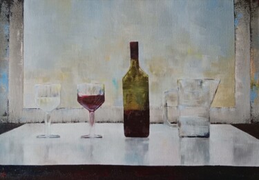 Painting titled "still life in a hot…" by Liudmila Rabinovich, Original Artwork, Oil
