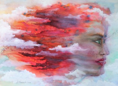 Pintura intitulada "Duality of the Univ…" por Liudmyla Durante Art & Jewelry, Obras de arte originais, Aquarela