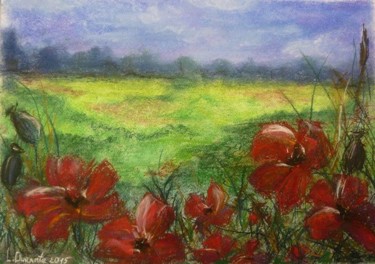图画 标题为“Red poppies” 由Liudmyla Durante Art & Jewelry, 原创艺术品, 粉彩