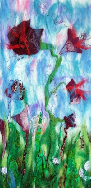 Textile Art με τίτλο "Flowers" από Liudmyla Durante Art & Jewelry, Αυθεντικά έργα τέχνης, Ύφασμα