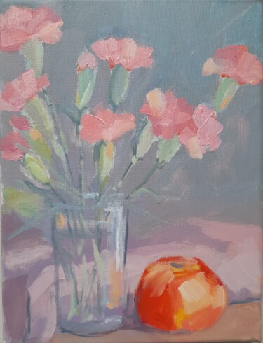 Schilderij getiteld "Small bouquet" door Liudmyla Lelechenko, Origineel Kunstwerk, Olie
