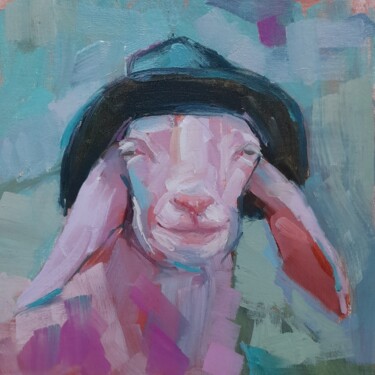 Painting titled "Pink sheep" by Liudmyla Lelechenko, Original Artwork, Oil