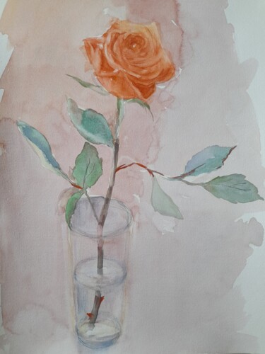 Painting titled "Another day's flower" by Liudmyla Lelechenko, Original Artwork, Watercolor