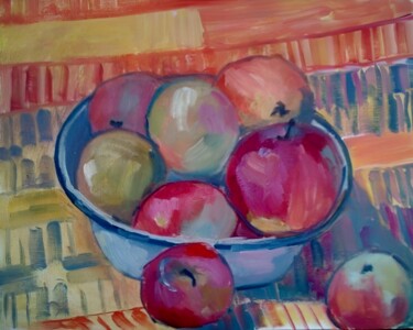 Peinture intitulée "Picking apples" par Liudmyla Lelechenko, Œuvre d'art originale, Huile